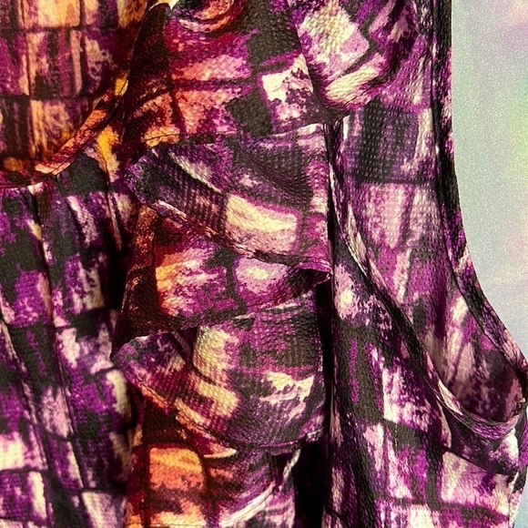 GEORGE Women’s Purple Checkered Ruffled Sleeveless Top Size XL - Picture 3 of 4